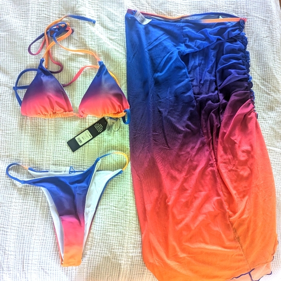 Fashion Nova Sunset Bikini & Cover Up - Picture 2 of 9